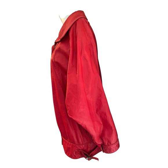 Ladies Medium Red Leather Full Zip Jacket Moto Gino di Giorgio by Comint Vintage - Picture 2 of 11